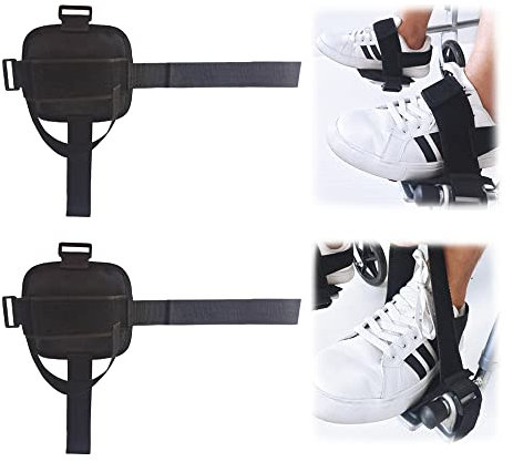 Äldres rullstol fixerad fothållare för handikappade och funktionshindrade – halkfri fotplatta sko positioneringsrem skyddshjälpbälte, 2 st (svart)