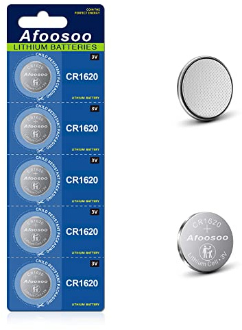 Dyanch CR1620 3V Lithium Coin Battery – 5 Pack CR 1620 Battery for Car Remote CRV Mazda Subaru Key Fob 3D TV Glasses Shooting Red Dot Optic LED Gloves Alarm System Sensor Watch Batteries Replacement