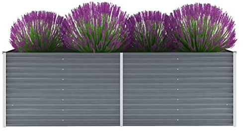 BULANED Garten-Hochbeet, Pflanzkübel, Kräuterbeet, Hochbeete-kit, Schneckenzaun, Pflanztrog, Pflanzgefäße, Pflanzfolie Für Hochbeet,Teichbecken, Verzinkter Stahl 240x80x77 cm Grau