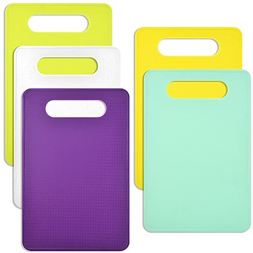 5 Stück Antibakteriell Schneidebretter Set Kunststoff Schneidebrett 29x19cm Rutschfest Frühstücksbretter Kunststoff BPA Frei Spülmaschinenfest Hackbretter für Fleisch Gemüse Obst Brot