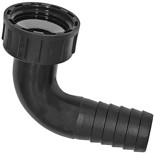 90° Grad Winkel Schlauch Tülle Außendurchmesser 38mm aus Kunststoff PP mit Überwurf Mutter 1 1/2 Zoll Innengewinde IG mit Dichtung Rohr Verschraubung Kupplung Bogen Anschluss