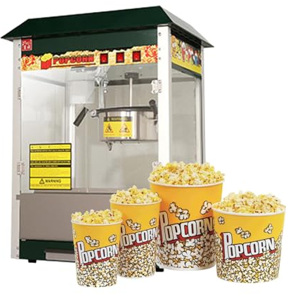 ZPRMMN Commercial Automatic Popcorn Machine Flower Type & Spherical Popcorn Maker Electric Popcorn Maker With Non-stick Pan (Color : Black, Size : 1400W)