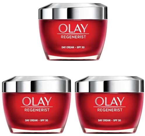 Olay Regenerist Crema Facial De Día Con Spf 30, Fórmula Con Vitamina B3 Y Niacinamida, Hidratación 24h, 50 Mililitro (Paquete de 3)