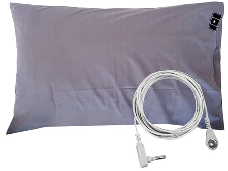 Funda de Almohada de Conexión a Tierra con Cable de Tierra UE 51 x 76 cm Cubierta de Almohadilla Conductora de Algodón Orgánico de Fibra Plateada para un Mejor Sueño y Reducir el Estrés, Gris
