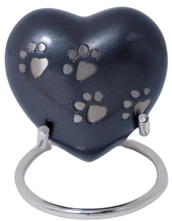 Royal Rapture Urn for Ashes Paw Heart Funeral Cremation Memorial Keepsake Pet Dog Cat |with Stand (Grey 3) RHP01-07