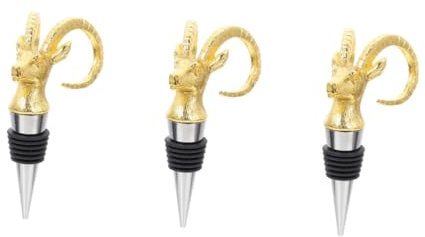 Amosfun 3pcs Decorative Wine Bottle Antelope Head Wine Stopper Bottle Plug Fresh Keeping Cap Stopper