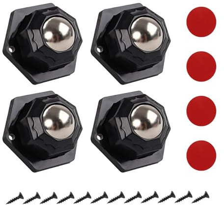 Apdvenk 4 Stück Kugelrollen Schwerlast, Möbelrollen Flach Rollen für Möbel Klein, Tragfähigkeit 200 Kg Selbstklebendes Rollenrad für Möbel Küchenutensilien Aufbewahrungsboxen (Schwarz)