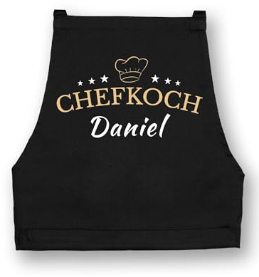 NIMAMA Kochschürze Herren Chefkoch Schürze Personalisiert für Männer Grillschürze - Schwarz