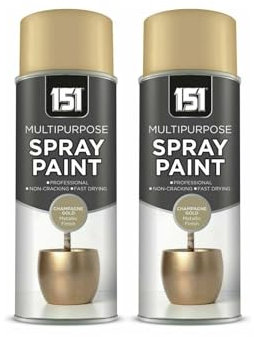 YSAMAX 151 Metallic Champagne Gold Spray Paint, Fast-Drying Formula, Durable Finish, Long-Lasting Nature, Aerosol Form, 400ML, (2PCS)