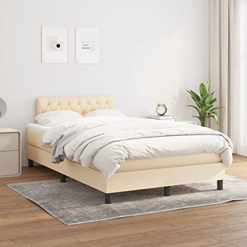 qohoio Boxspringbett mit Matratze Creme 120x200 cm Bett Boxspringbett Bett Mit Matratze Polsterbett Schlafzimmer MöBel Stoff - 3140286
