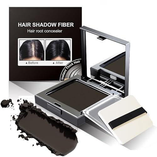 3 in 1 Ansatzpuder für Haarverdichtung, Schattierung und Augenbrauen –Haarpuder für natürliche Haarlinie für dünnes Haar, Wurzel Concealer, wasserfest langanhaltend 12g (Dunkelbraun, 12ml)