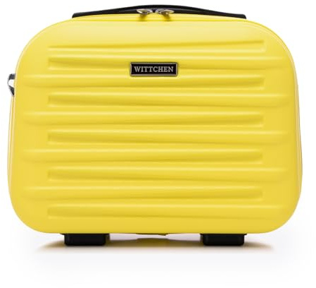 WITTCHEN Skyspeed Line Kosmetikkoffer Reisegepäck ABS Hartschalenkoffer Kulturbeutel Kosmetiketui Kosmetiktasche Damen Schultergurt Elastischer Koffergurt Gelb Lufthansa/Eurowings/Ryanair/Condor