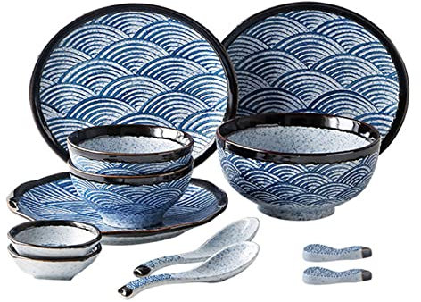 Dinnerware Set,12 Piece Dishes Set,Plates and Bowls Set for 2,Kitchen Porcelain Dinnerware Sets,Ceramics Dinner Set