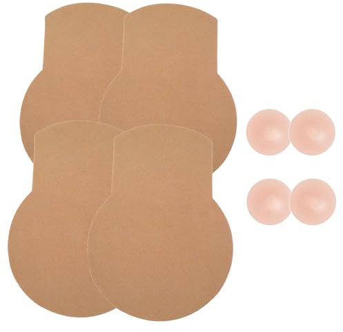 Wieysdoo Breast Lift Tape for Women - Invisible Adhesive Support for Large Bust, Includes 2 Silicone Nipple Covers | Secure Backless Bra Alternative | 2 Pairs Beige