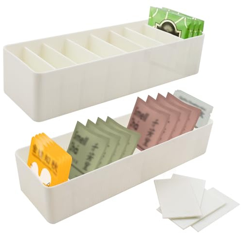 KeaJuidy 2 Stück Teebeutel Organizer mit 7 Fächern Tee Aufbewahrung Teeboxen Teebeutel Halter für Arbeitsplatten, Küchenschränke, Vorratskammern 29x9x6 cm