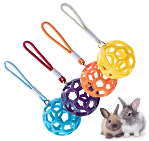 Bunny Haying Balls, Bunny Hay Feeder | Palla da alimentazione del fieno per conigli, 4 pezzi | Distributore di mangiatoia per piccoli animali, accessori in gabbia, giocattoli da masticare per criceti