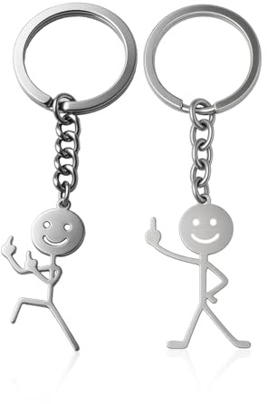 ZWWOGE 2 Pcs llaveros para parejas o amigos. Regalo original para aniversario, san valentin, cumpleaños. Llaveros encajables. Llaveros Pareja. Llavero puzle, corazón, dedos divertidos
