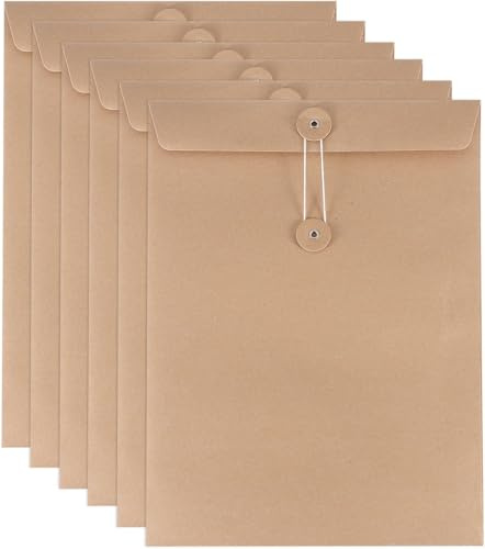 Aktenordner aus umweltfreundlichem Kraftpapier, A4, mit Schnurverschluss, brauner Aktenumschlag für Projekte, Dokumente und Berichte, strapazierfähiger recycelter Dokumentenhalter (6 Stück)