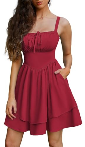 SCARLET DARKNESS Women Mini Summer Dresses Spaghetti Strap Floral Corset Dress Beach Sundress Victorian Milkmaid Dress