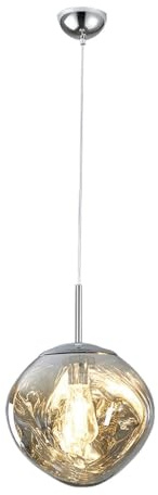 MyLjp Moderne Pendelleuchte Kreativer Restaurant Kronleuchter Glas Kronleuchter Dekorative Pendellempe E27 Höhenverstellbar Geeignet Für Villa Wohnzimmer Schlafzimmer Kronleuchter(Silber,38cm)