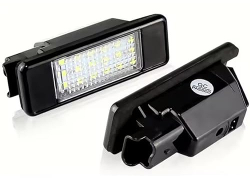 Car Error Free LED Number License Plate Light Compatible For Peugeot 106 1007 207CC 307 308 3008 406 508 607 6000K WaterProof Rear License Plate Lamp Compatible For Citroen C2 C3 C5 C5 C6 C8 Pack 2