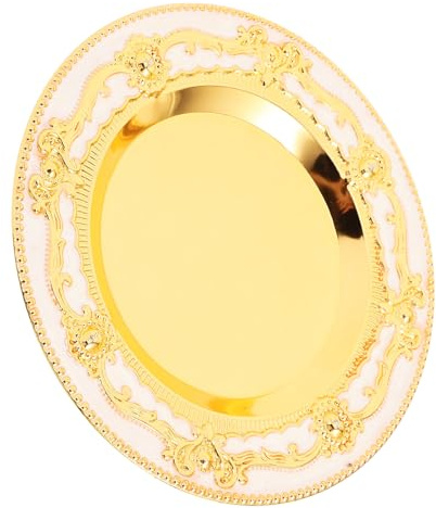 Toyvian Plateau de Service Doré Vintage Rond pour Rangement Bijoux et Bougies, Accessoire Déco pour Coiffeuse et Salon