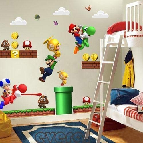 LIZHIOO 3D-Wandaufkleber, Super Mario Bros, Wandtattoo, selbstklebend, abnehmbar, Vinyl, für Kinder, Kindergarten, Dekoration, Kinderzimmer, Kinderzimmer