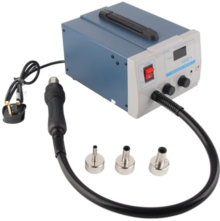 Hot Air Rework Station, 850D Soldering Iron Station LED Digital Display Soldering Stations Induction Switch Brushless Fan(British Plug AC220V, Pink)