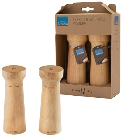 Amefa Modern Wood - Juego de molinillos de sal y pimienta (2 piezas, madera)