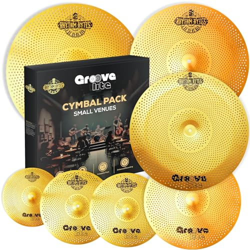 Groove Lite Cymbal Pack For Small Venues, Church, Weddings & Gigs | 7-Piece Drum Cymbal Set With Medium Noise & Premium Sound, 14 Hi Hats, 16 & 18 Crash, 20 Dynamic Ride, 18 China & 10 Splash