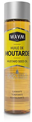 WAAM Cosmetics – Huile de Moutarde – 100% pure et naturelle – Première pression à froid – Pousse de cheveux – Cheveux fin et cassants –75ml