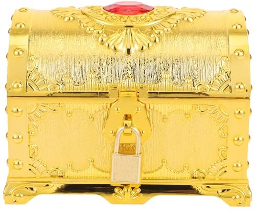 Happyyami Schatztruhe Piratenkiste Vintage Dekorative Spielzeug Aufbewahrungsbox Klein Kunststoff Requisiten für Kinder Party Deko Spartopf Kommode Nachttisch Wohnzimmer Schatzkiste