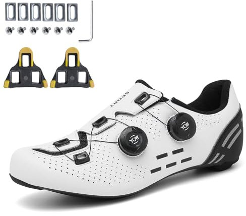 PENXZT Fahrradschuhe für Herren Damen, Rennrad Schuhe Kompatibel mit Peloton Look SPD SPD-SL Delta Cleats, Reitschuhe Drinnen/Draussen Rennradschuhe,White a,41 EU