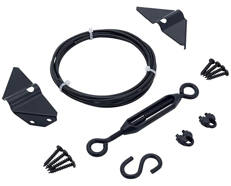 CHIJANE Durable Anti Sag Gate Kit Gate Hardware Support Cable Set for Sliding Gate,Steel Fence Door Repair Kit Anti-Sagging Gate Kit Gate Latch for Wooden Fence Outdoor, Black No Sag Gate Frame Kit