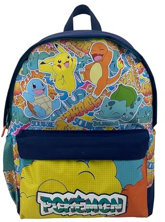 CyP Brands- Pokémon- Mochila, Mochila escolar, Adaptable a carro, Material Escolar, Backpack, Pikachu, Bulbasaur, Charmander, Squirtle, Multicolor, Producto Oficial