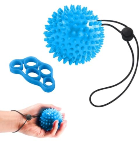 2 Set Handtrainer, Knetball für Hände Therapie, Weich Ball Antistressball Massageball, Stressball Erwachsene Griffkraft Trainer, Lindert Stress, Angstlinderung Gummi(Blau, hellblau)