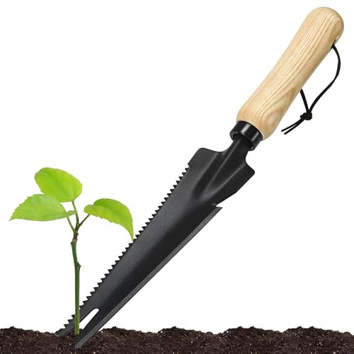 Weed Remover Tool Weed Puller Weeding Tools for Garden Multifunctional Manual Weeder Wood Handle Carbon Steel Weeder with Serration Dandelion Removal Tool for Yard Patio Lawn Farm Weeding