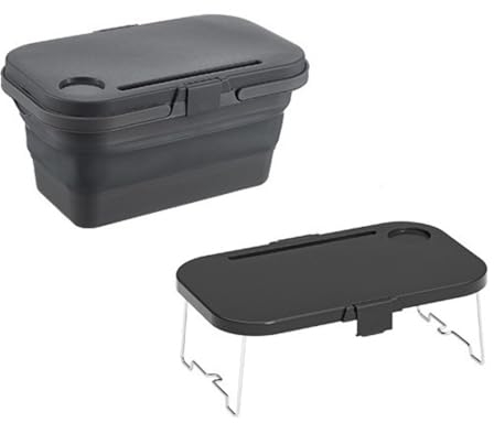 Foldable Picnic Basket Large Capacity Camping Folding Basket With Table Car Trunk Organiser Can Be Used As Ice Bucket Suitable For BBQ Prep/Picnic/Camping (Color : Grey, Size : 45 * 28.5 * 23.5cm)