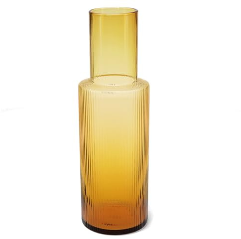 Ribbed Glass Carafe 850ml - Amber