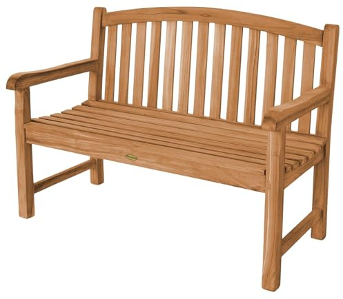 Teako Design Teakholz Bank Bari Massivholz Wetterfest, Verschiedene Größen und inklusive Sitzauflagen, Terassenmöbel, Teakholzmöbel, Gartenzubehör, langlebig und robust (ohne, 120 cm)