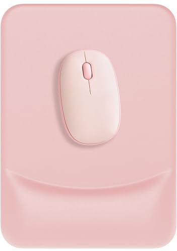 Audimi Gel Mouse Pad with Wrist Rest Support Mouse Mat Non-Slip Rubber Base for Laptop PC Office Working Gaming (Pink A)