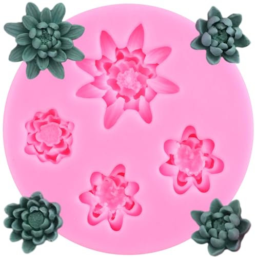 XMOLDNMS Lotus Flower Silicone Fondant Moulds Lotus Chocolate Candy Mould for Cake Decorating Cupcake Topper Gum Paste Polymer Clay
