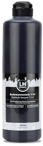 LM-Kreativ Vernice per vasca da bagno, 3 in 1, 2 K, 500 ml, colore nero, vernice per piastrelle e piastrelle, per bagno, vasche da bagno, piatti doccia, piastrelle e lavabo, altamente coprente,