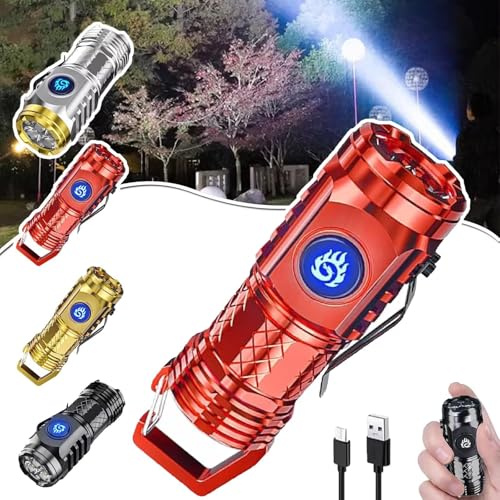 BOSENIYU Mini lampe de poche à 3 yeux en forme de monstre, lampe de poche LED Superpower pour urgence à la maison en plein air (rouge)
