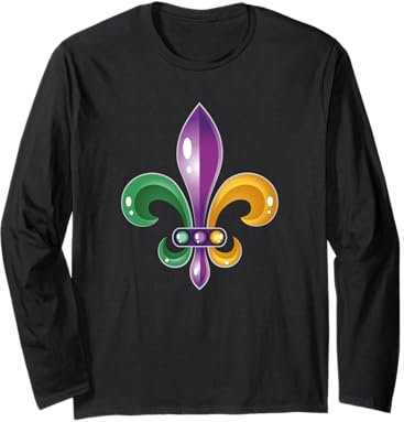 Karneval Mardi Gras Party Kostüm mit Fleur De Lis Tattoo Art Langarmshirt