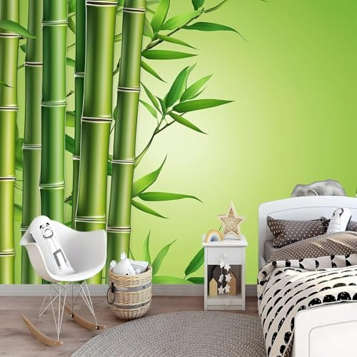Fotomurales Decorativos Bambú Papel Pintado 200x140 cm 3D Mural Bambú Murales Póster Pared No Tejido Dormitorio Salón Paredes Decoración Fotomural Panorámico q4584