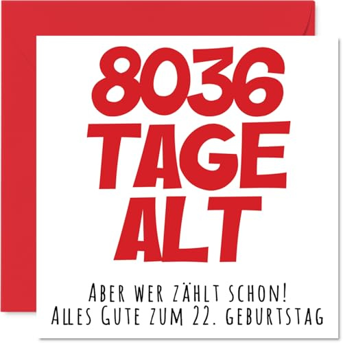 Stuff4 22. Geburtstagskarte Lustig für Männer und Frauen, 8036 Tage Alt
