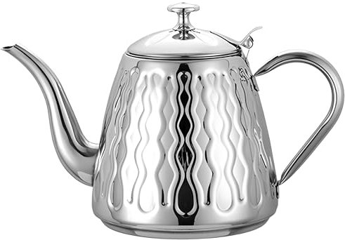 1500 ml / 50.72 oz Tetera de acero inoxidable con colador y asa para preparar hojas de té sueltas y bolsitas de té, se puede calentar directamente sobre una llama abierta