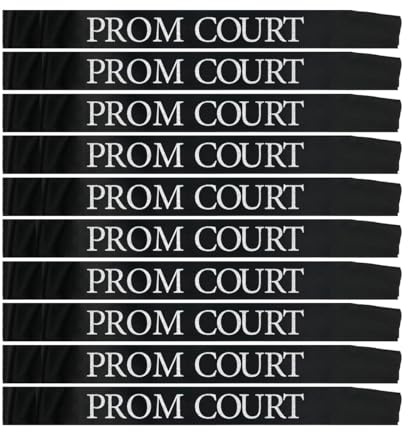 10Pcs Prom Court Sashes, School Dance Graduation Party Accessories for Prom King and Queen，Graduation Party Black Silver