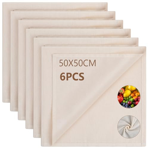 AiQInu Telas Filtrantes Reutilizable,50x50cm Colador de Tela Ultrafina Lavable,Cheese Cloth,Tela para Queso de Algodón,Filtro de Algodón para Colar Leche de Almendras, Zumos, Batidos de Frutas